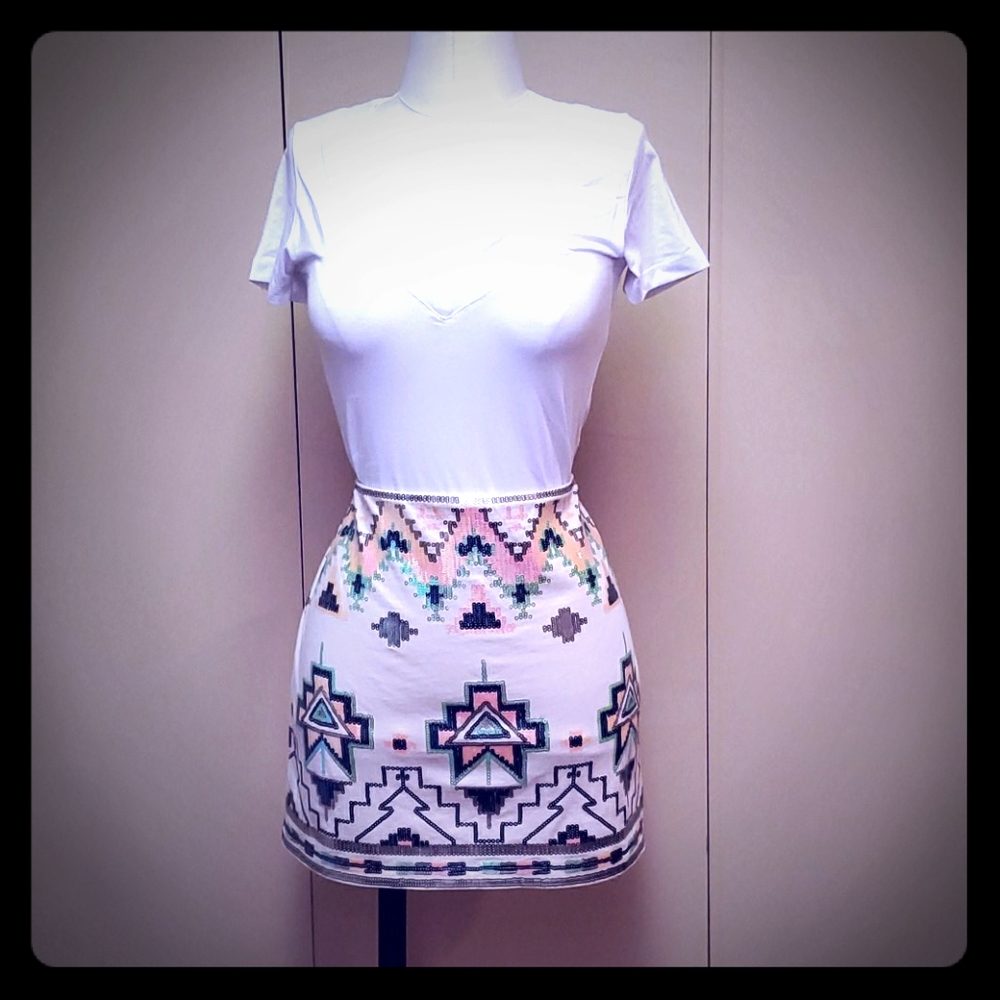 Express spring summer sequins mini skirt
